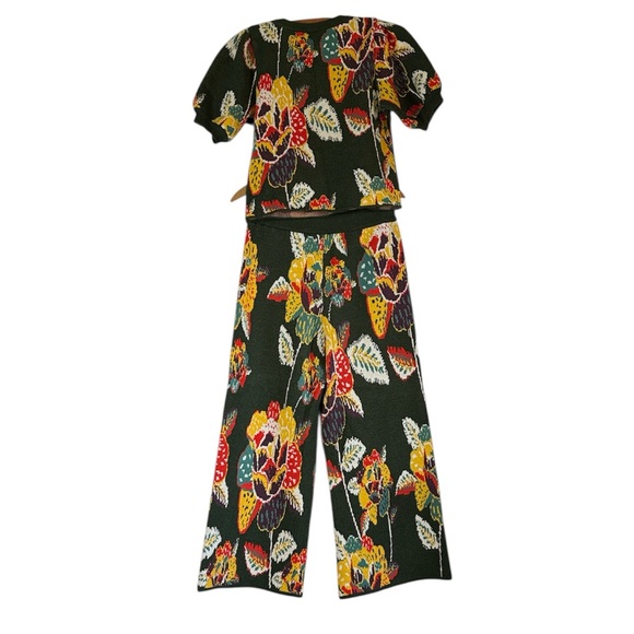 Farm Rio Anthropologie Margarita Floral Sweater Set Sz. XSMALL Petite - Picture 8 of 17